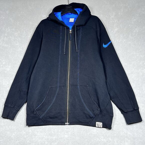 VTG Nike Sweater Performance FB-11 Mens Medium Black Full Zip Sweatshirt Fleece - Picture 1 of 13